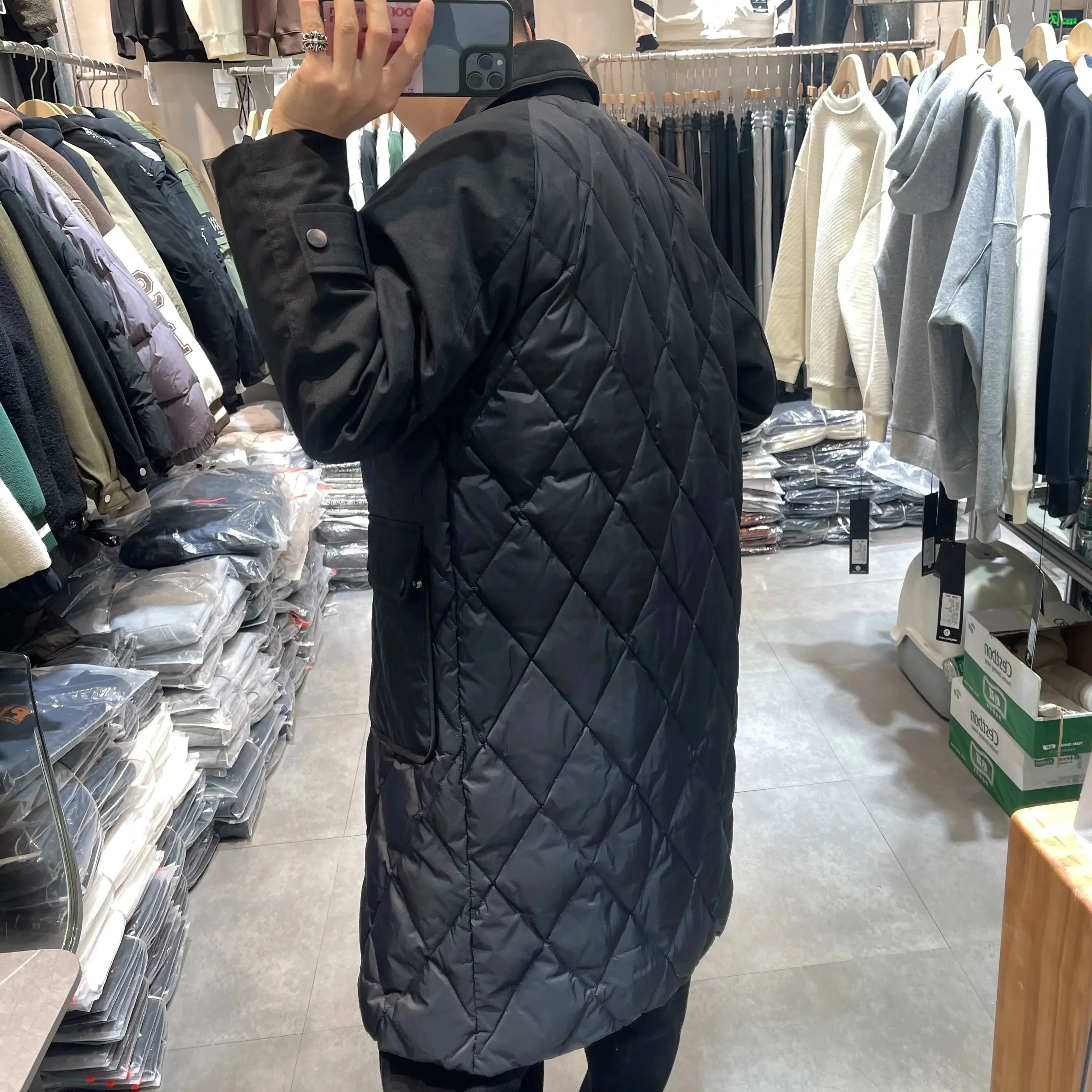 Winter Thickened New Duck down Diamond Trench Coat down Jacket Trendy