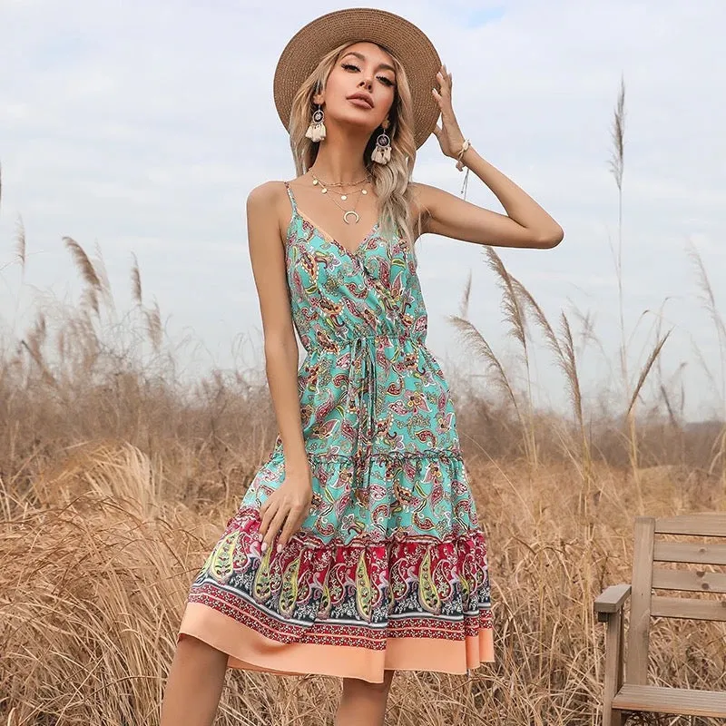 WOMEN CLOTHES SEXY FLORAL BEACH SLIP DRESSES FOR LADIES