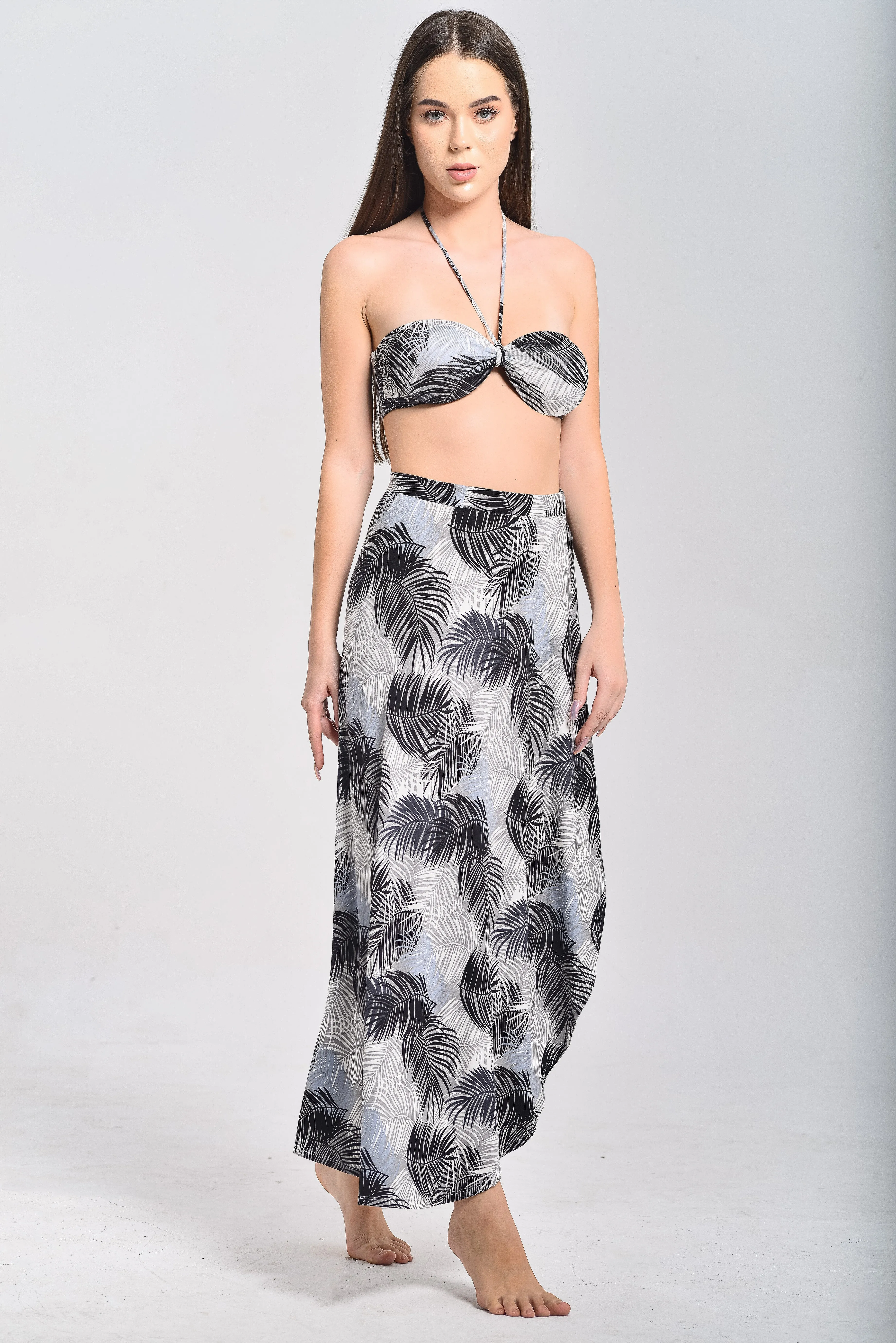 Women's Black Floral Maxi Wrap Skirt