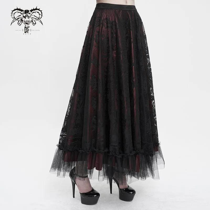 Women's Gothic Lace Layered Draped Skirt