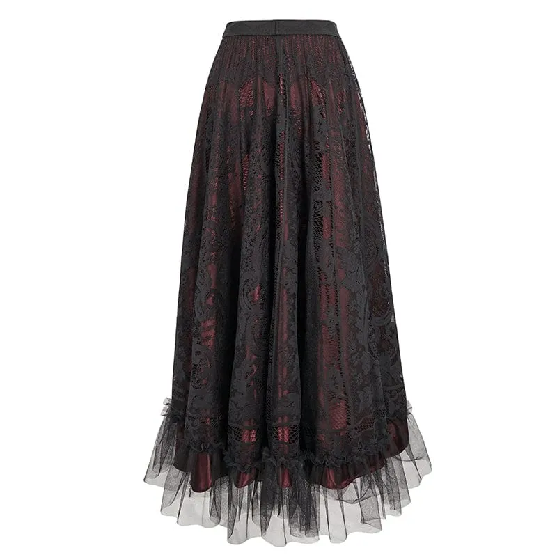 Women's Gothic Lace Layered Draped Skirt