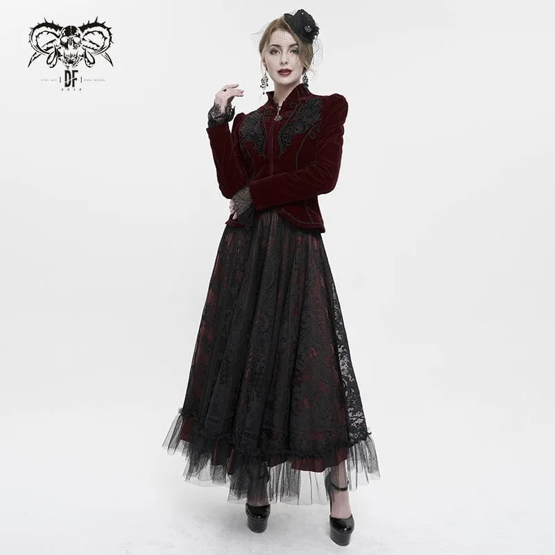 Women's Gothic Lace Layered Draped Skirt