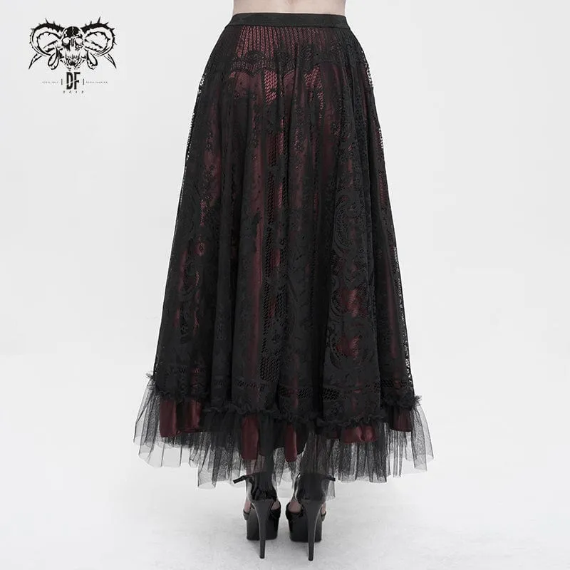 Women's Gothic Lace Layered Draped Skirt