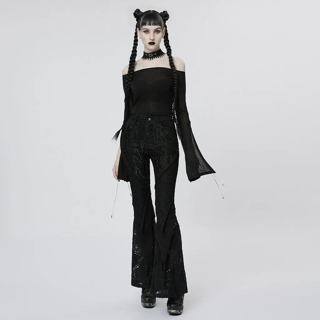 Women's Gothic Lace Splice Flared Pants