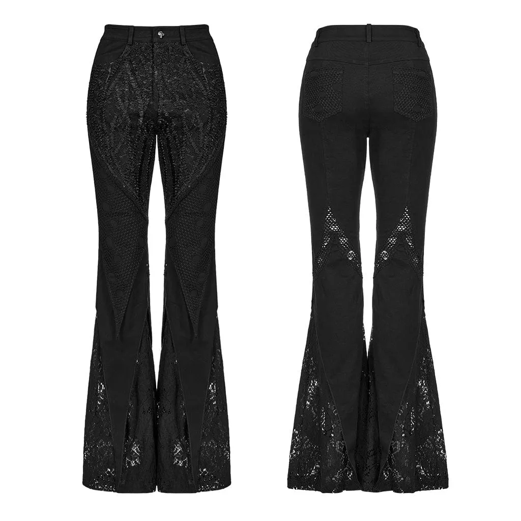 Women's Gothic Lace Splice Flared Pants