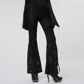 Women's Gothic Lace Splice Flared Pants