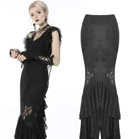 Women's Gothic Layered Lace Black Mermaid Skirt