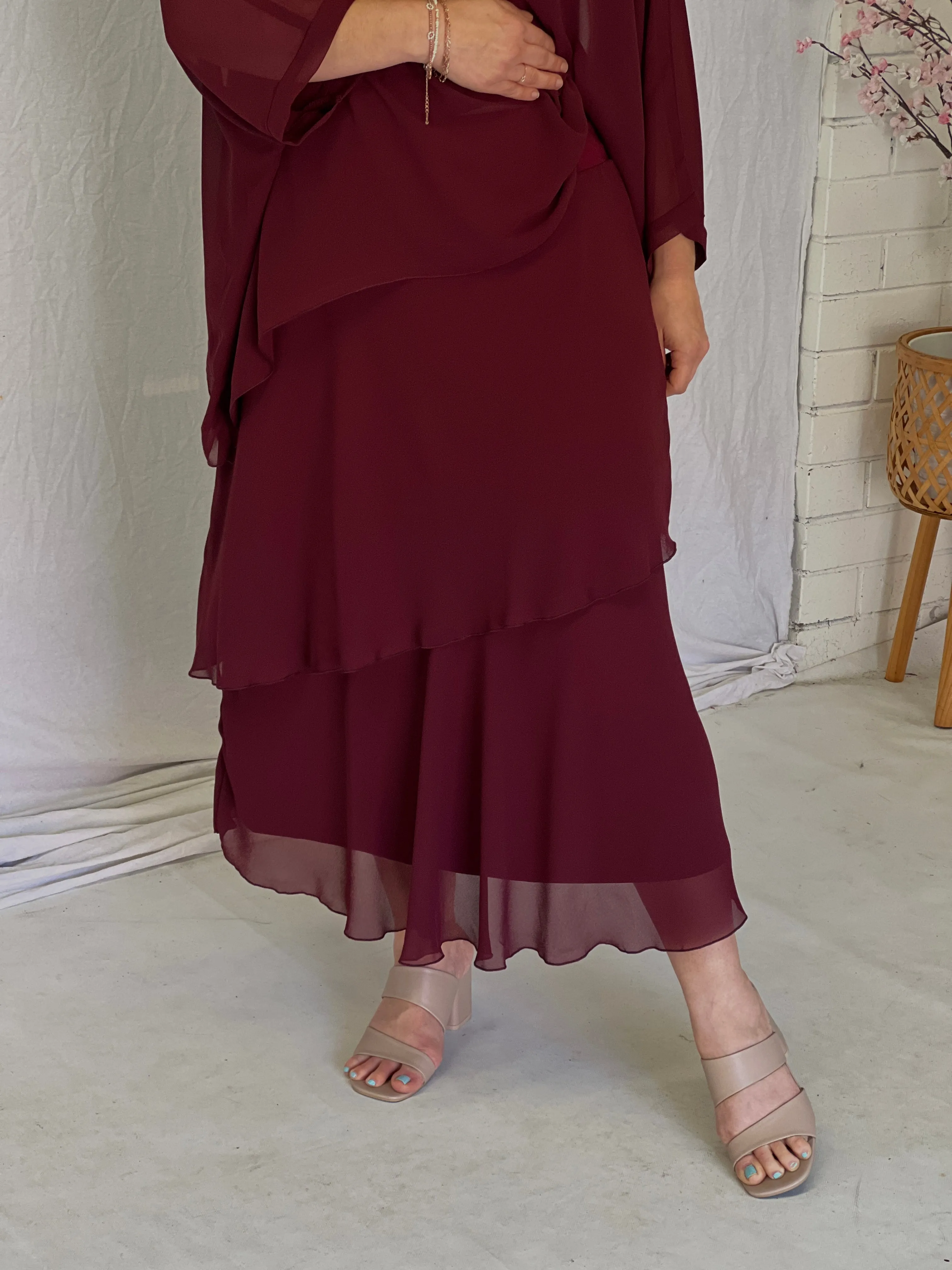 Xander Burgundy Evening Skirt