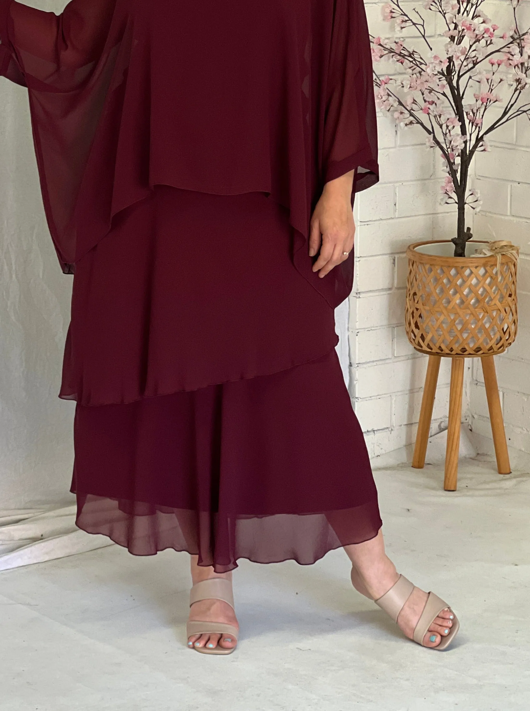 Xander Burgundy Evening Skirt