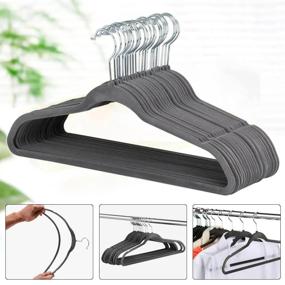 Yaheetech Velvet Hangers Gray